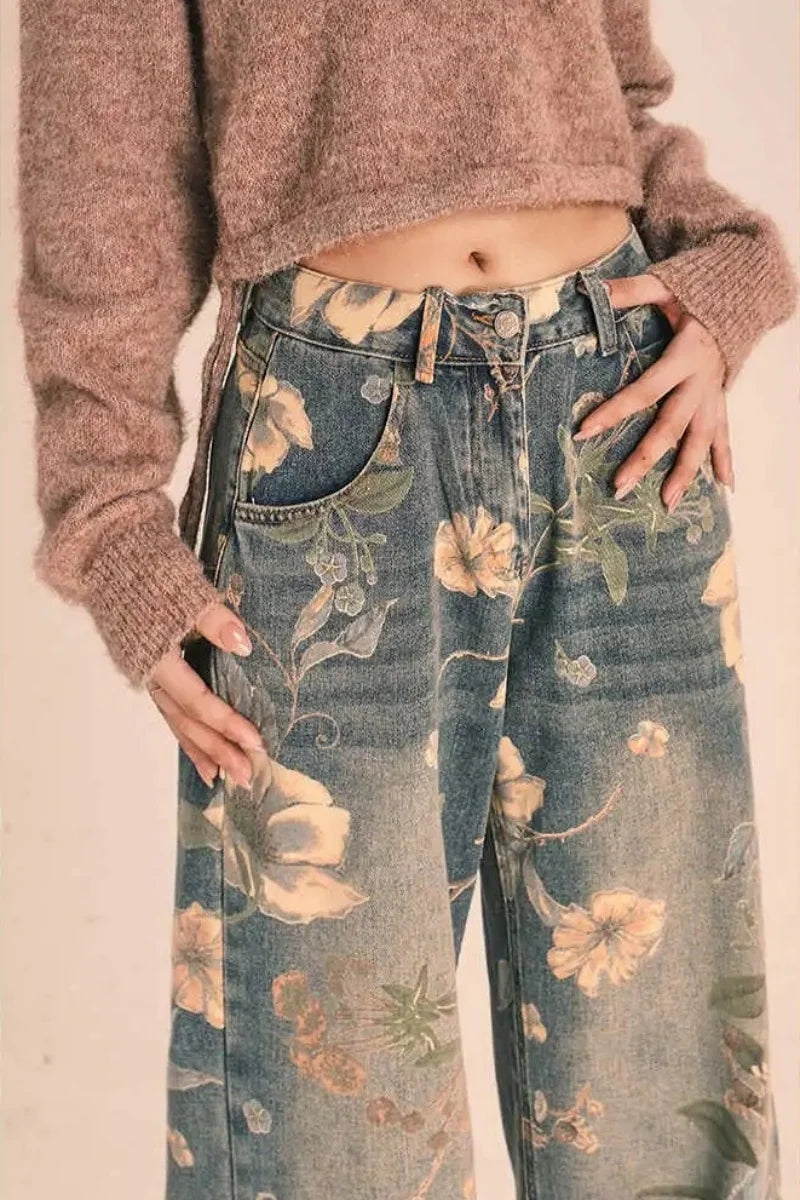 Floral Wide Jeans
